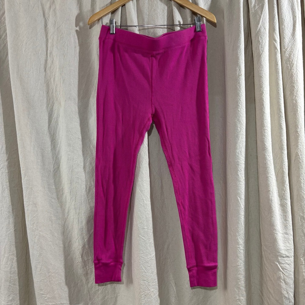 J.Crew Womens Pink Waffle Knit Thermal Leggings Pajama Pants Medium